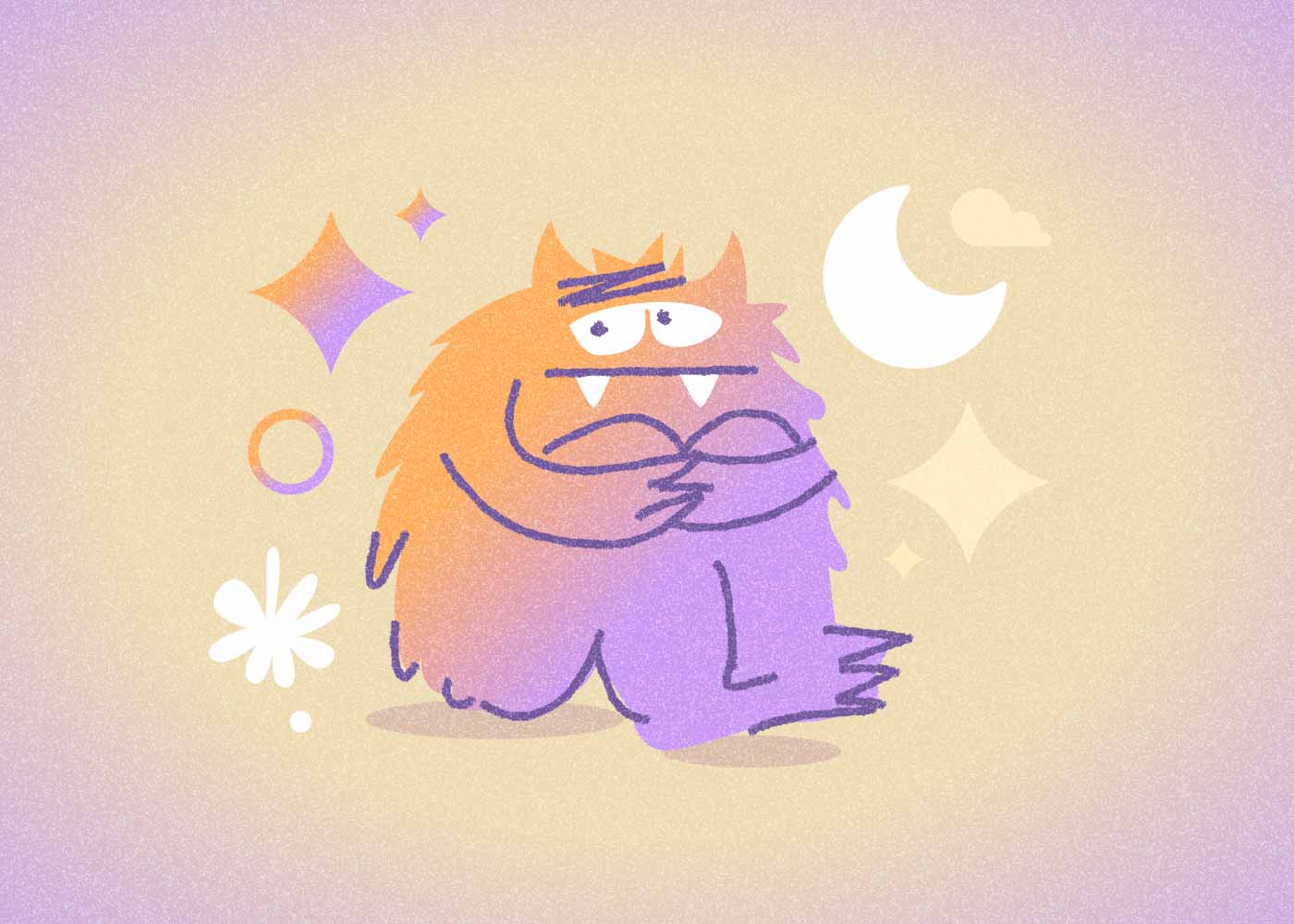 מפלצת נדודי שינה חמודה שגורמת לנו להאבק בנדודי שינה אבל זה לא באמת עוזר לפתור את הבעיה